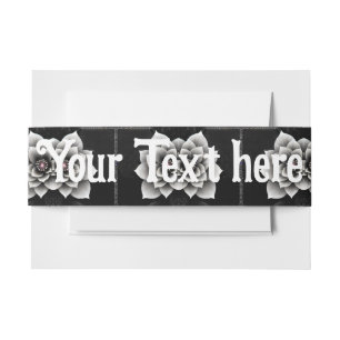 Timeless Elegance: Black & Silver Blossom Wedding Invitation Belly Band