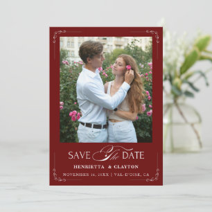 Timeless Elegance Burgundy and White Save The Date