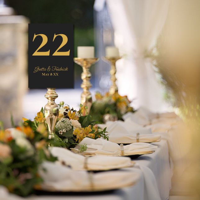 Timeless Elegance Charcoal Black Gold Wedding Table Number (Creator Uploaded)