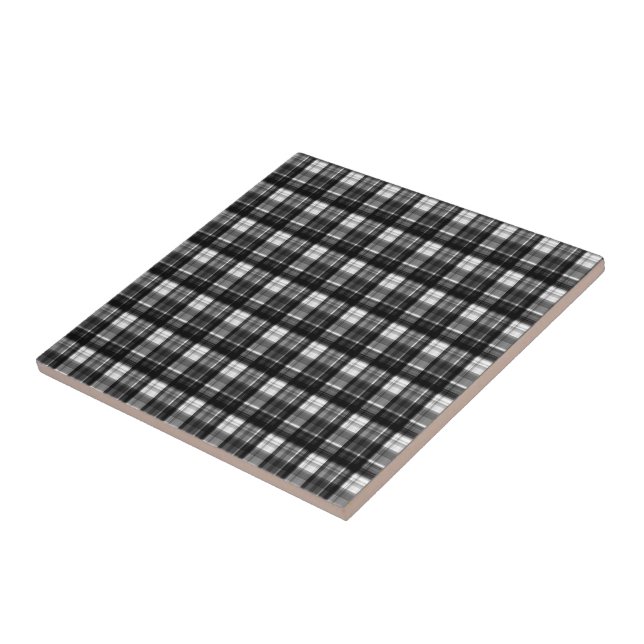 Timeless Elegance: Classic Black And White Tartan, Ceramic Tile (Side)