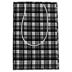 Timeless Elegance: Classic Black And White Tartan, Medium Gift Bag