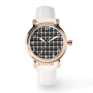 Timeless Elegance: Classic Black And White Tartan, Watch