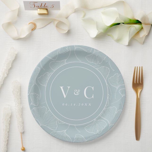 Timeless Elegance: Ginkgo Biloba Paper Plate (Wedding)