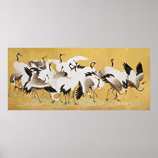 Timeless Elegance: Japanese Flock of Cranes  Poster (Front)
