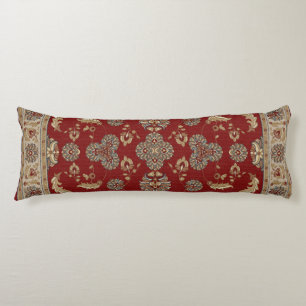 Timeless Elegance Red and Beige Classic Fabric Body Cushion