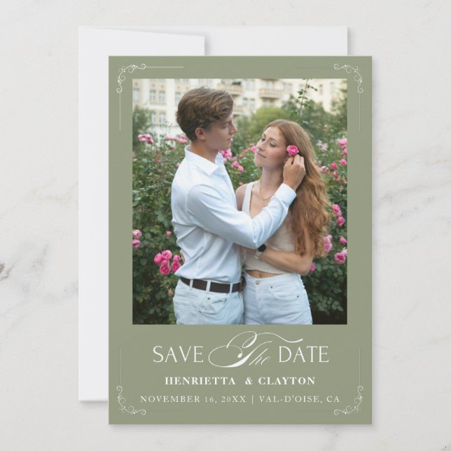 Timeless Elegance Sage Green  Save The Date (Front)