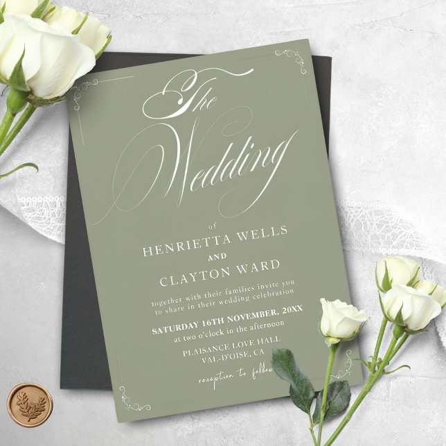 Timeless Elegance Sage Green Wedding  Invitation (Creator Uploaded)