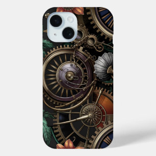 Timeless Elegance Steampunk Floral Mechanics iPhone 15 Case