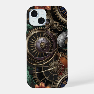Timeless Elegance Steampunk Floral Mechanics iPhone 15 Case