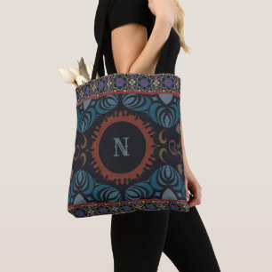 Timeless Elegance Traditional Fabric Monogram Tote Bag