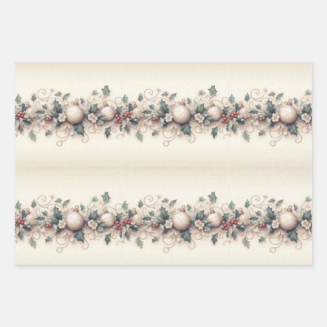Timeless Elegance: Vintage Christmas Wrapping Paper Sheet (Front)