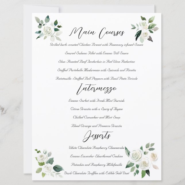 Timeless Elegance: Wedding Luncheon Menu (Back)