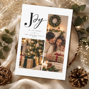 Timeless Elegant Christmas photo Joy to the World Holiday Card