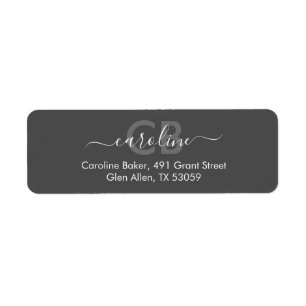 Timeless - Elegant Grey Monogram Address Label Return Address Label