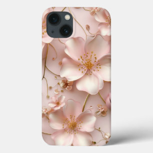 Timeless Elegant Soft Pink Floral Pattern iPhone 13 Case