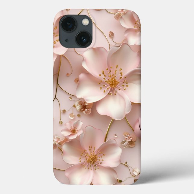 Timeless  Elegant Soft Pink Floral Pattern Case-Mate iPhone Case (Back)