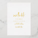 Timeless Elegant Wedding Save the Date<br><div class="desc">Classic and elegant wedding save the date featuring a simple layout with "save the date" in a modern script.  All text on the front is in real gold foil.  The clean and minimalist layout make this save the date great for a traditional,  formal wedding.</div>