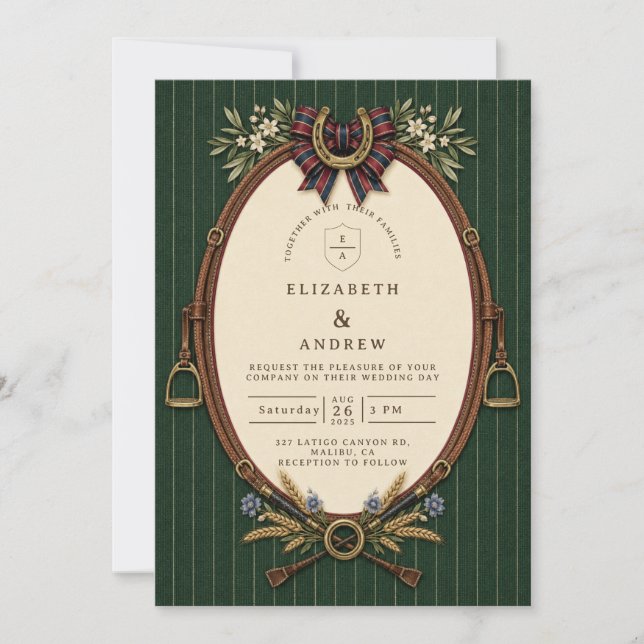 Timeless Equestrian Estate Wedding Invitation (Front)