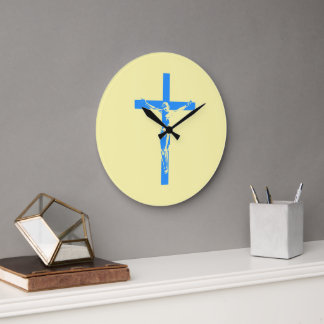 "Timeless Faith: Wall Clock with Jesus Cross Print