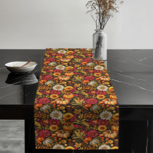Timeless Fall Floral Table Runner Warm Earthy Tone