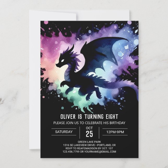 Timeless Fiery Dragon Birthday Children Invitation (Front)