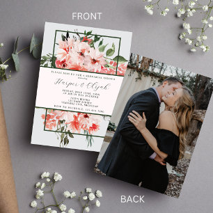 Timeless Floral Blush Red Classic Rehearsal Dinner Invitation