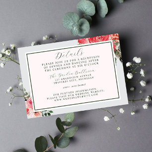 Timeless Floral Blush Red Greenery Wedding Enclosure Card