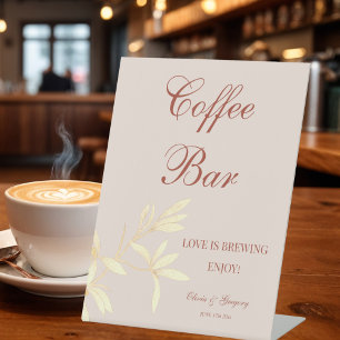 Timeless Floral Rustic Coffee Bar wedding Pedestal Sign