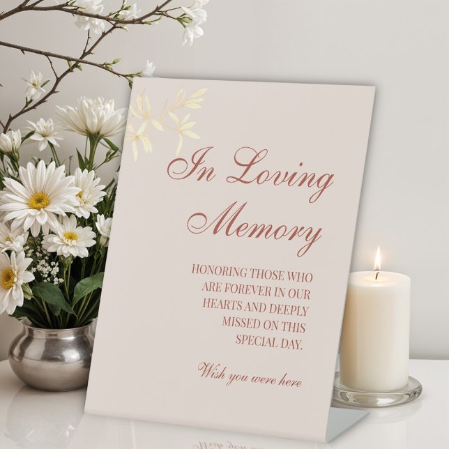 Timeless Floral Rustic In Loving Memory  Pedestal Sign (Creator Uploaded)