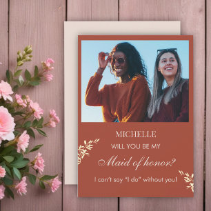 Timeless Floral Rustic Maid of Honour proposal Invitation