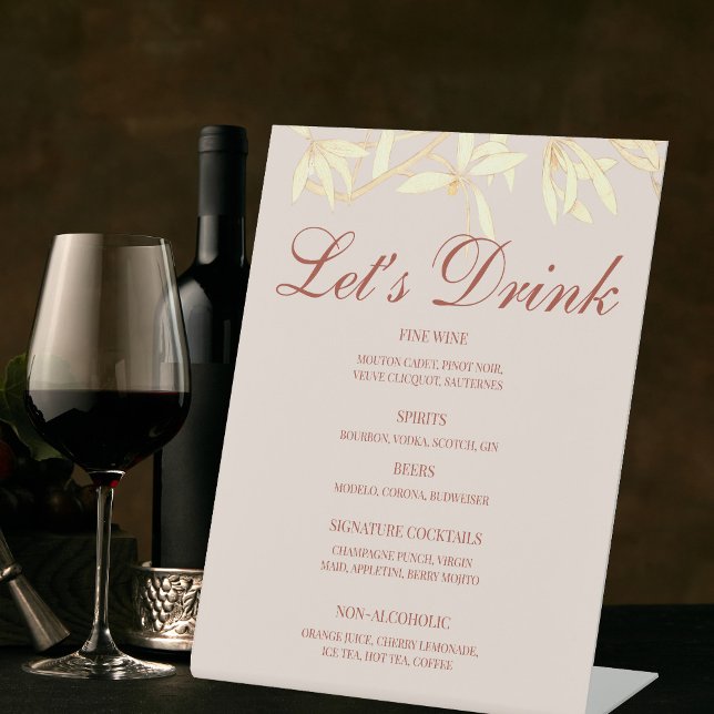 Timeless Floral Rustic Menu Bar Pedestal Sign (Creator Uploaded)