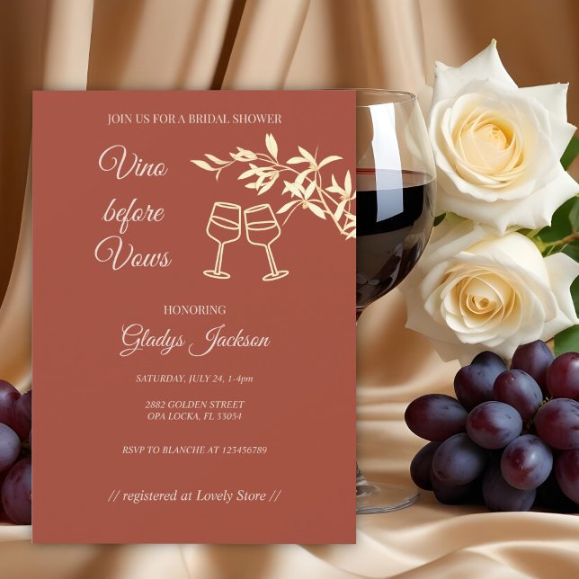Timeless Floral Rustic Vino before Vows Invitation (Creator Uploaded)