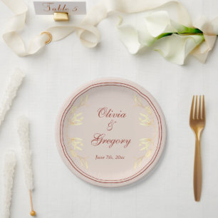 Timeless Floral Rustic Wedding Paper Plate