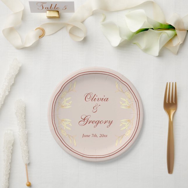 Timeless Floral Rustic Wedding  Paper Plate (Wedding)