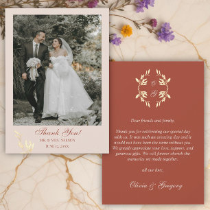 Timeless Floral Rustic Wedding Thank You Card