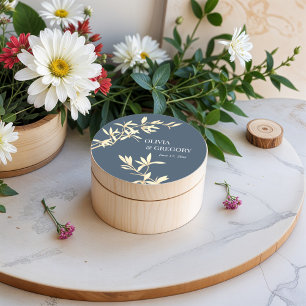 Timeless Floral Symphony in Blue  Classic Round Sticker