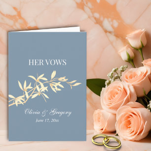 Timeless Floral Symphony in Blue Her Vows Wedding Card