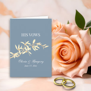 Timeless Floral Symphony in Blue  His Vows Wedding Card