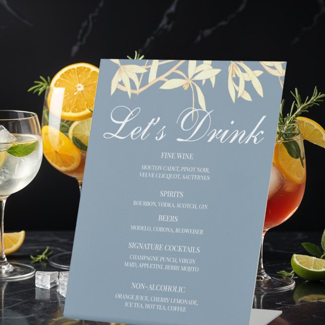 Timeless Floral Symphony in Blue Menu Bar Pedestal Sign (Creator Uploaded)