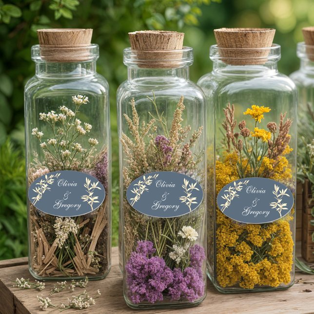 Timeless Floral Symphony in Blue  Oval Sticker (Creator Uploaded)