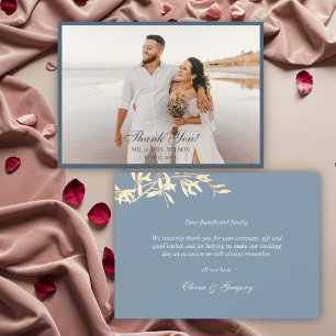 Timeless Floral Symphony in Blue Thank You Invitation