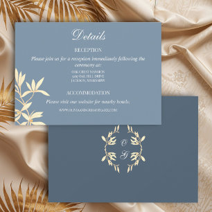 Timeless Floral Symphony in Blue Wedding Enclosure Card