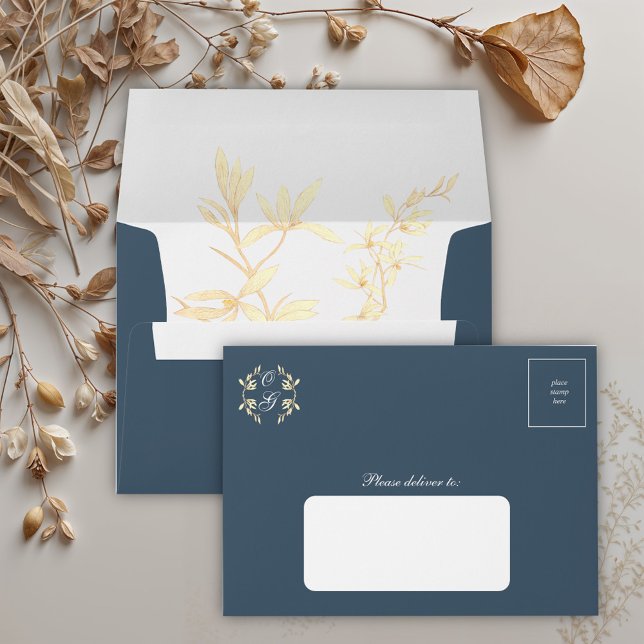Timeless Floral Symphony in Blue Wedding  Envelope (Creator Uploaded)