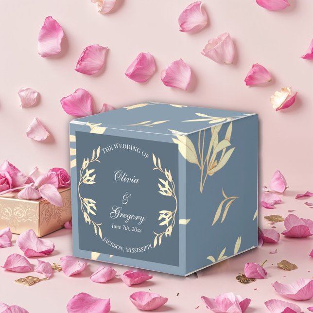 Timeless Floral Symphony in Blue Wedding  Favour Box (Creator Uploaded)