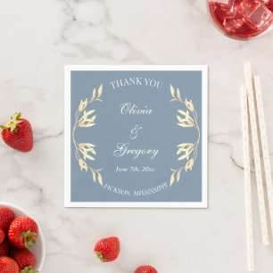 Timeless Floral Symphony in Blue Wedding Napkin