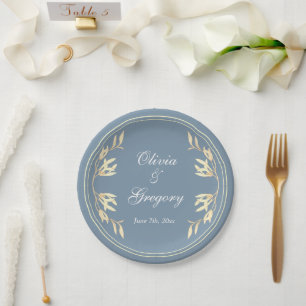 Timeless Floral Symphony in Blue Wedding  Paper Plate