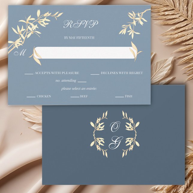 Timeless Floral Symphony in Blue Wedding RSVP (Creator Uploaded)