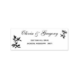 Timeless Floral Symphony in Blue Wedding Rubber Stamp