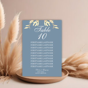 Timeless Floral Symphony in Blue Wedding Table Number