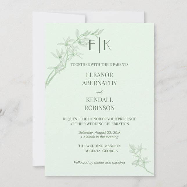 Timeless Flower Monogram All In One Wedding Invita Invitation (Front)